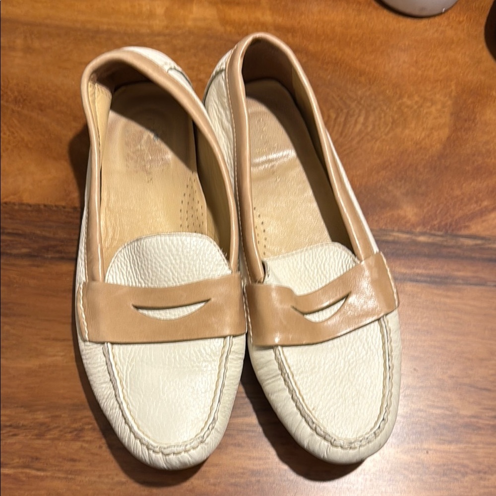 Women's Cream and Tan Loafers